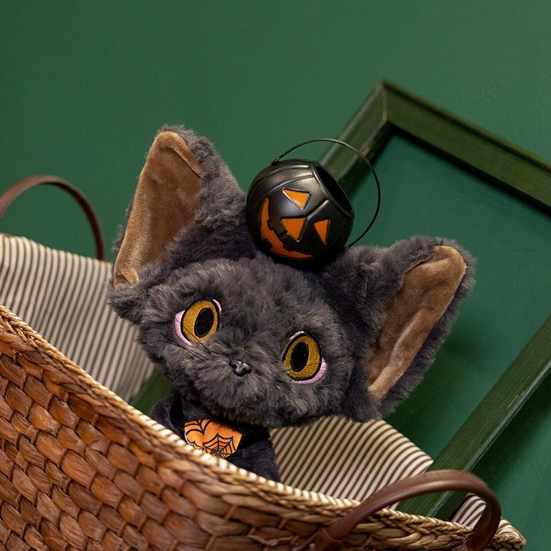 Kawaii Halloween Dark Devon Cat Plush Doll Pillow Pumpkin Lantern Witch Devon Cat Plush Toy Holiday Decoration Gift Idea Ideal For Girls and Boy