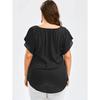 Lace V Neck Loose Women Blouse Large Size Lace-up Short Sleeve Shirts Ladies Solid Color Loose Sweet Office Elegant Fashion Simple Clothing