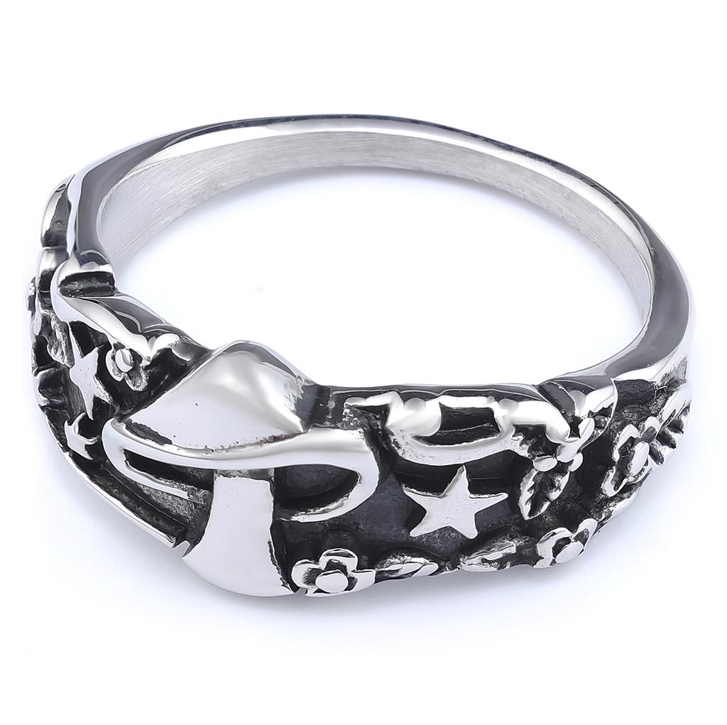 Trendy Retro Mushroom Star Ring Stainless Steel Fashion Jewelry for Women Men