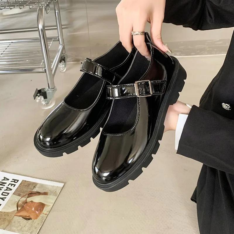 Fashion Mary Janes Shoes Women 6cm Heels Platform Lolita White Women's Shoes School Student College Sweet Low Heel Women Zapatos Mujer