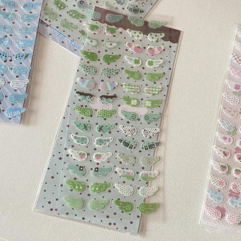 1/4Pcs Wings Love Strawberry Clover Star Sparkling Flash Film Stickers Phone Camera Vintage Scrapbooking Decoration Sticker