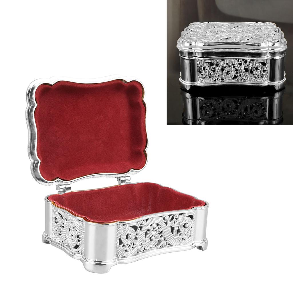Metal Jewelry Storage Box Vintage Alloy Small Treasure Chest Case Trinket   for Ear s Necklace Bracelet