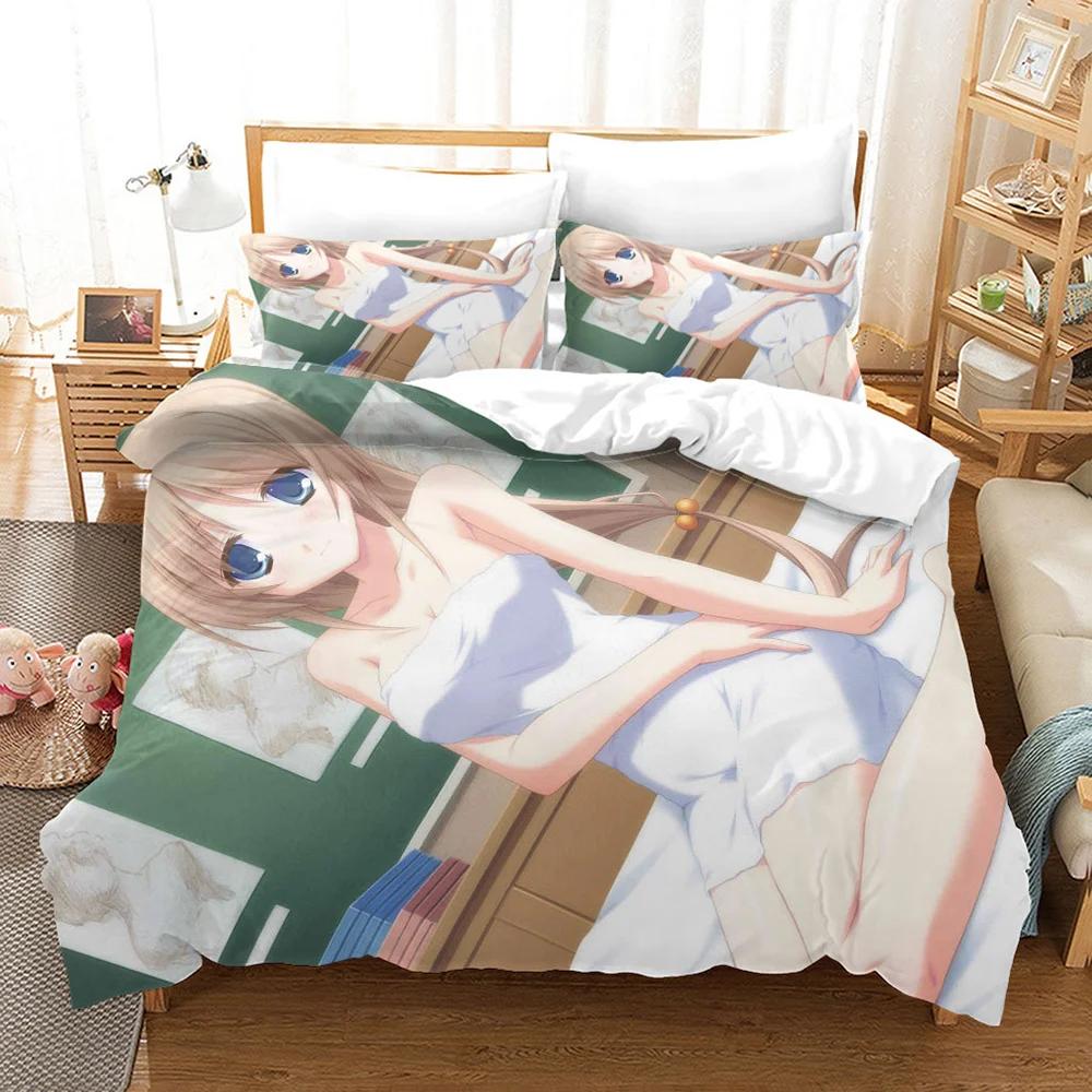Anime Sexy Girl Duvet Cover Set Soft Polyester Microfiber Textile Queen Size Bedding Set With Pillowcases For Teens Boys Girls