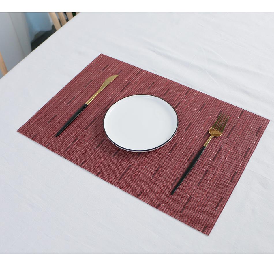 Placemats for Dining Table PVC Bamboo Pattern Table Mats Multiple Colors Non-Slip Heat Resistant Washable Easy to Clean