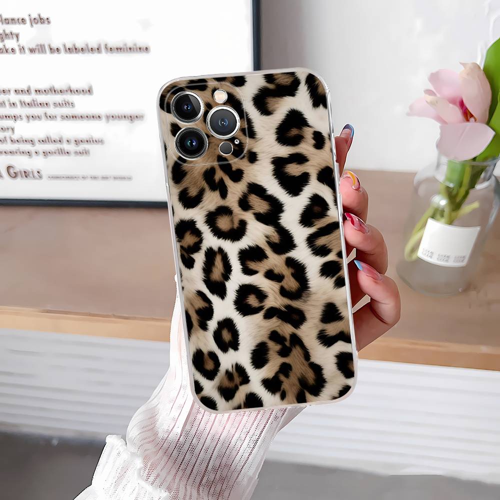 Leopard Cheetah Print Phone Case For IPhone 17 16 11 12 13 14 15 Pro Max Plus Cover Clear Case