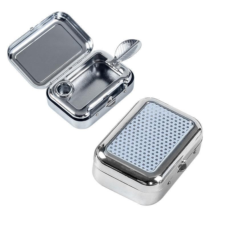 Stainless Steel Portable Ashtray With Sealed Lid Pocket Size For Outdoor Camping Driving Travel Use