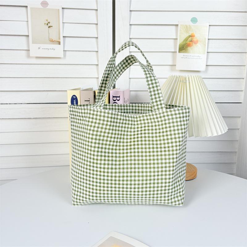 Portable Plaid Bento Lunch Tote Bag