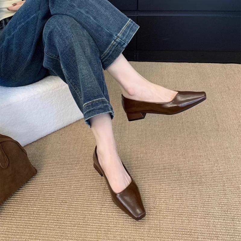 New Genuine Leather Multi-color Low-heeled Women's Shoes Round Toe Flats Bottom Shallow Cut Single Shoe Casual Versatile Loafers