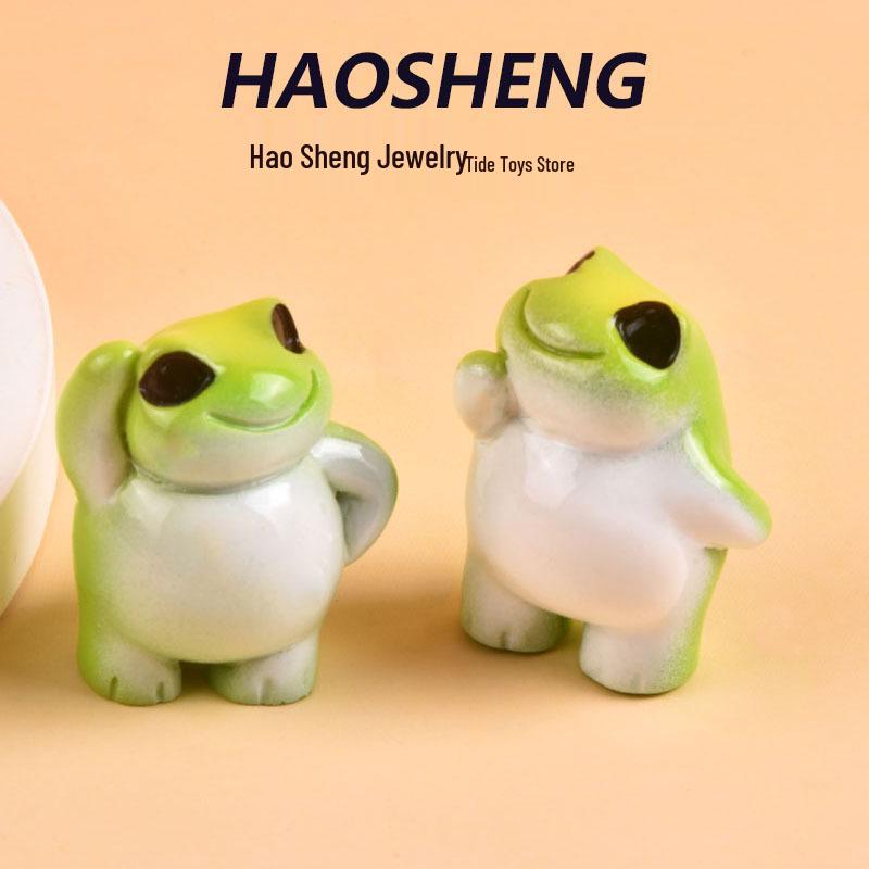  Ornement de grenouille en résine créative: Décor de paysage mignon pour bureau ou voiture
