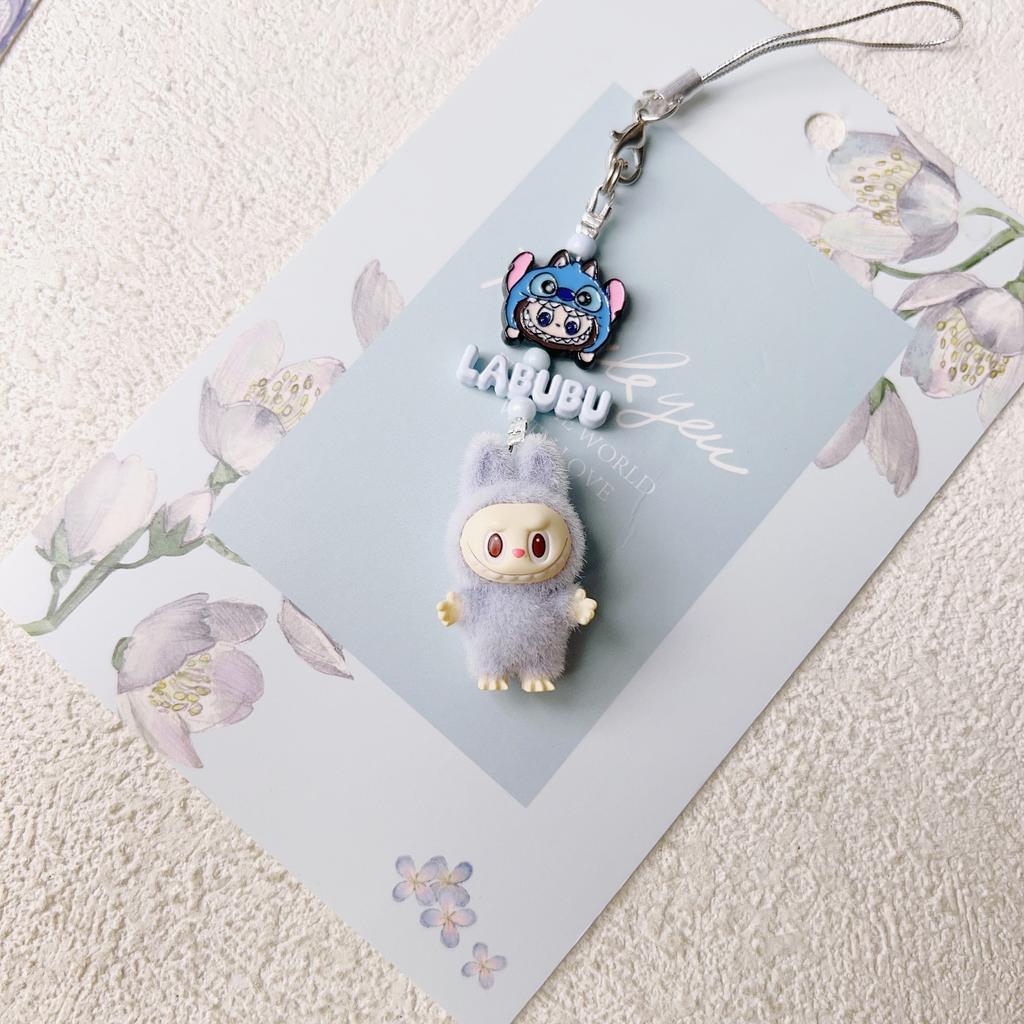 Doll Vinyl Sitting Cute Baby Mobile Phone Pendant Keychain Handmade DIY Car Pendant