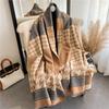 Autumn and winter new color matching thousand bird grid fashion thickened warm scarf imitation cashmere student scarf large shawl