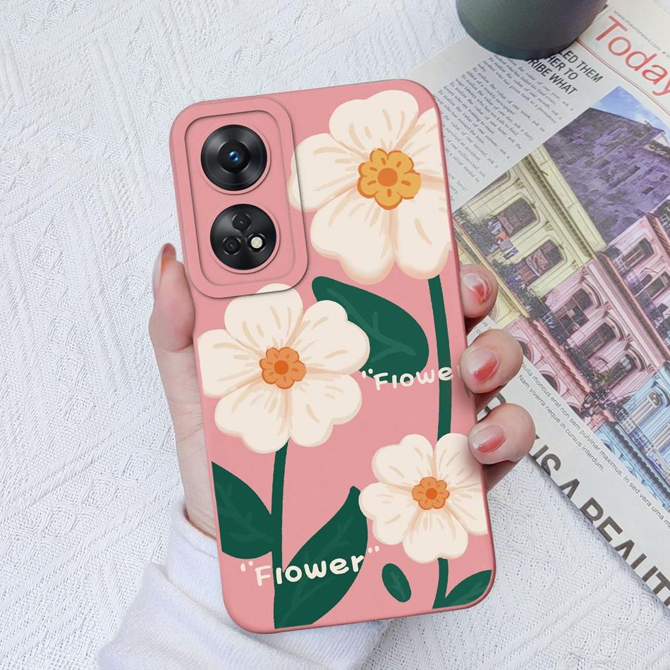 Phone Case For OPPO Reno 8T 4G 5G 8Z 8Lite Cover Cartoon Camera Protection Liquid Silicone Bumper For OPPO Reno8 T Fundas Gift