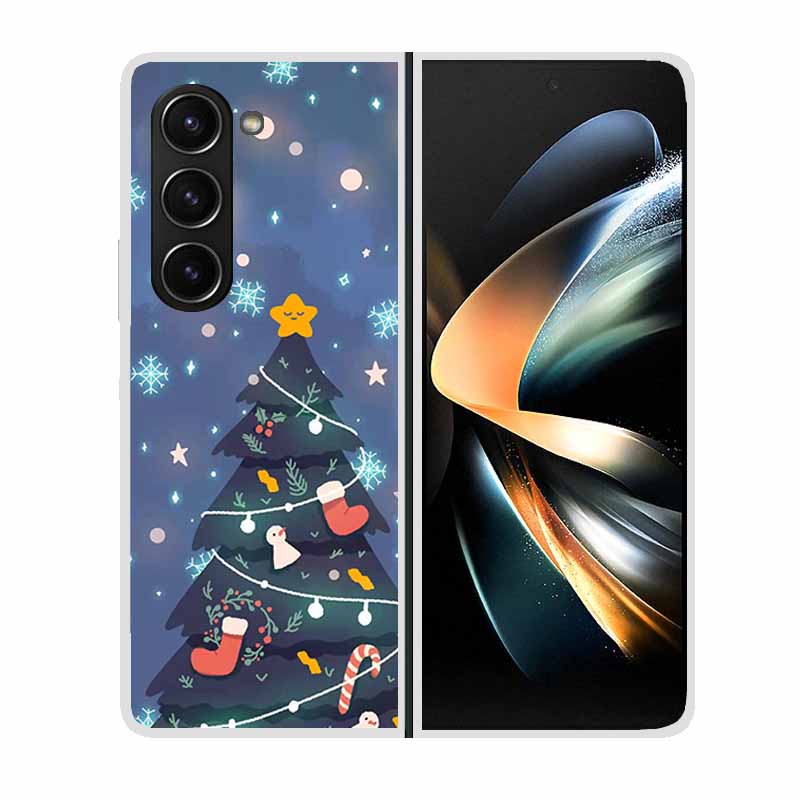 Christmas Cover For Samsung Galaxy Z Fold 5 5G Cases ZFold3 4 2 Clear Plastic Hard Back Cases For Samsung Z Fold 3 Phone Covers