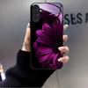 Purple Floral Pattern Glass Phone Case Suitable for Samsung Galaxy S26 S25 S24 S23 S22 S20 FE Ultra Plus Anti Fall Back Cover