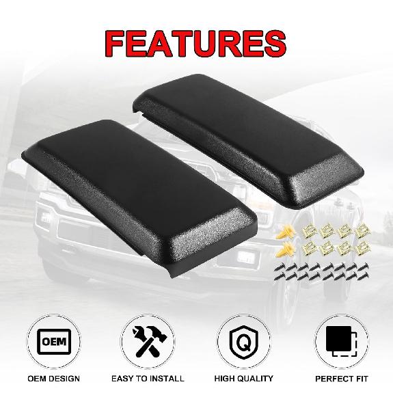2Pcs F150 Front Bumper Guards Pads Cover Ert Cap Compatible With Ford F-150 2018   Replace# JL3Z17E810AB For Front Left Driver & Right Passenger Side