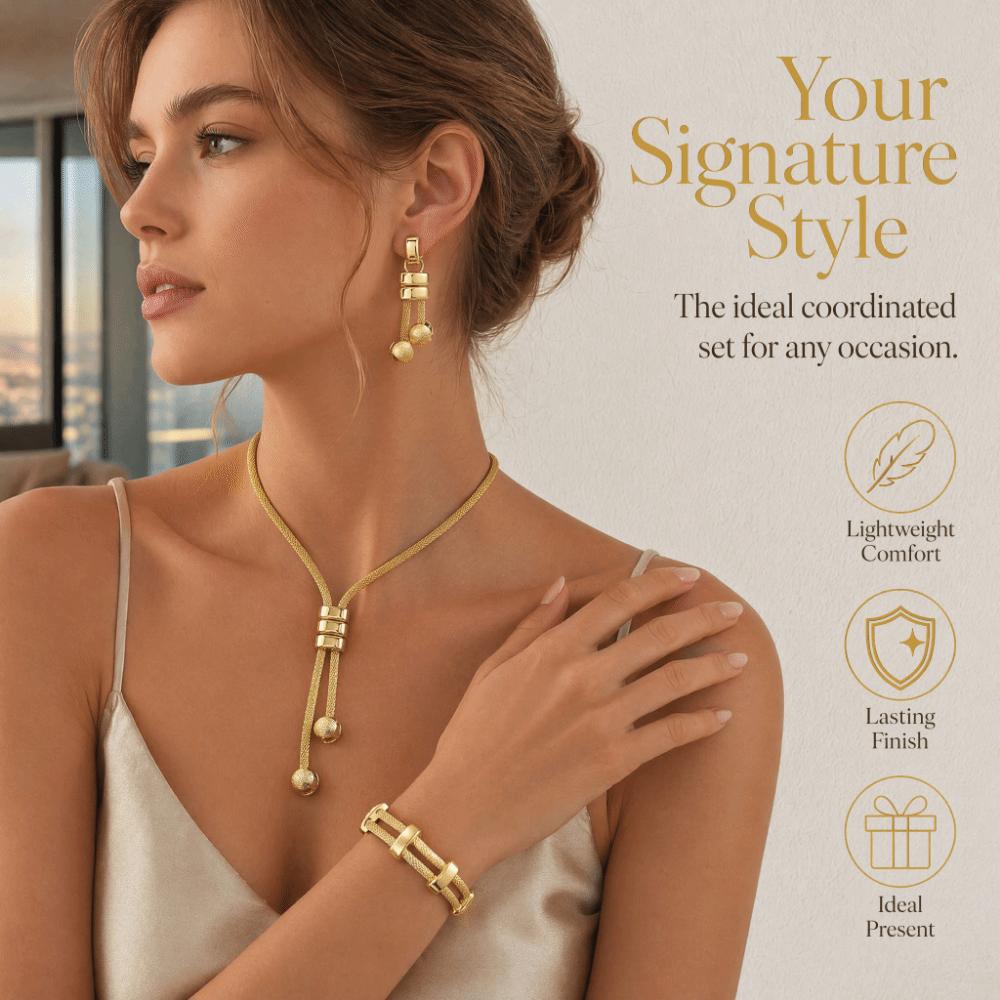 High Quality Necklace Earrings Bracelet Electroplated Stackable Jewelry Set Party Gift