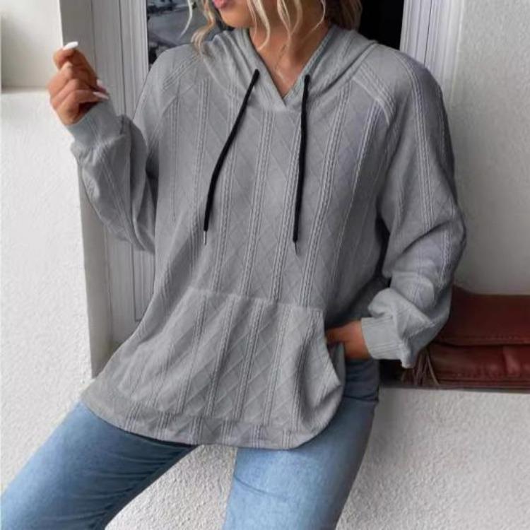 Oversized Hooded Sweatshirt Women Pullover Knit Sweater Casual Fall Top Long Sleeve with Pocket