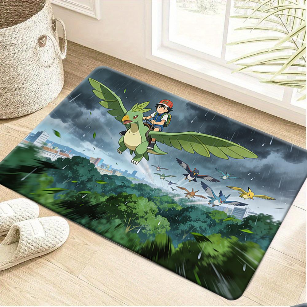 Pokemon Lucario Neon Thunder Boxing Ring Print Non-Slip Floor Mat Doormat 40x60cm