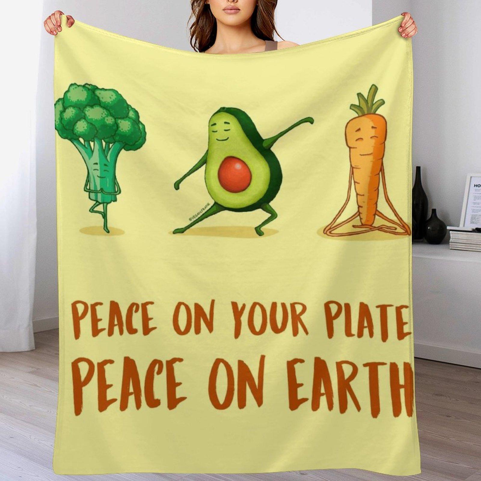 Cute Yoga veggies broccoli avocado carrot Throw Blanket Portable Lightweight Blanket for Travel Camping 102x76cm(40x30in)