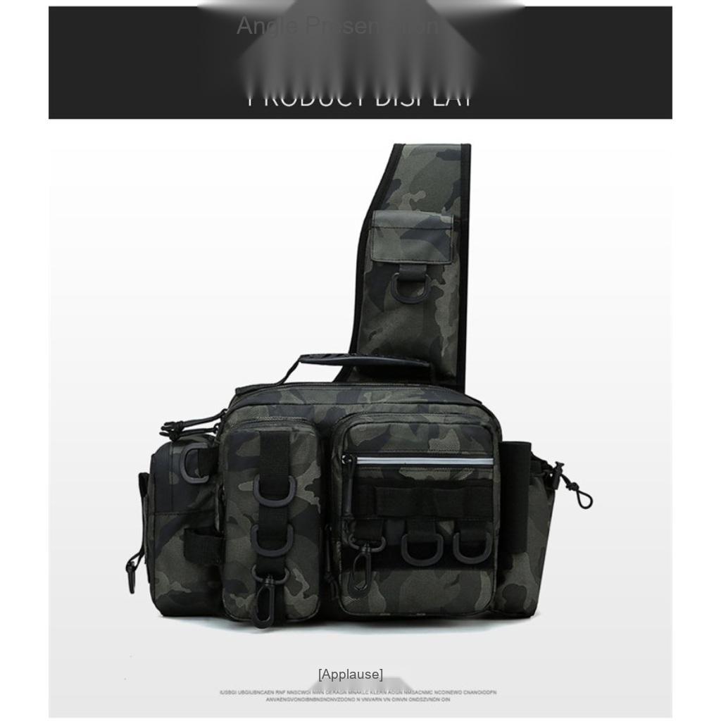 Crossbody Bag Unisex Nylon Multi Pocket Lightweight for Outdoor Fishing