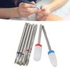 7pcs Nail Drill Bits Set Tungsten Ceramic Manicure Pedicure Left Right Handed Acrylic Gel Cuticle Remover Nail Bits