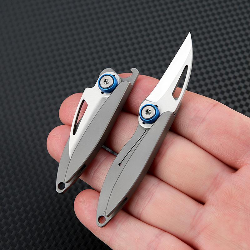 Titanium Cicada Knife Sharp Mini Folding Knife Carry Key Chain Bottle Opener Open Box Express Knife Outdoor EDC Tool