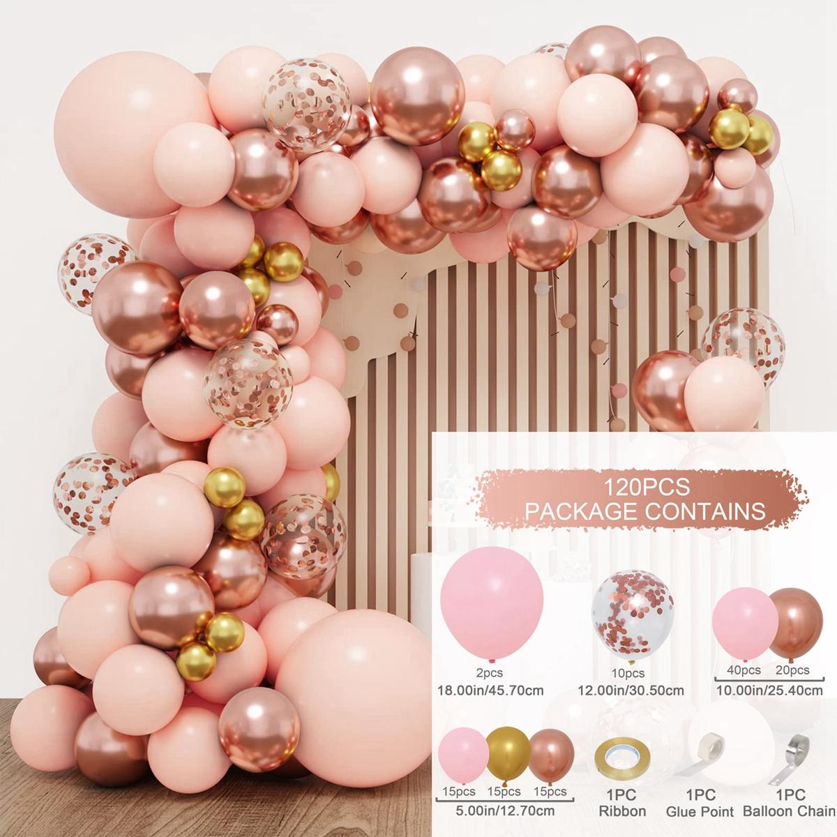 

Гирлянда из розовых и золотых шаров Арка Комплект Макарон Оранжевые шары Конфетти Свадьба День рождения Детский душ Декор as picture