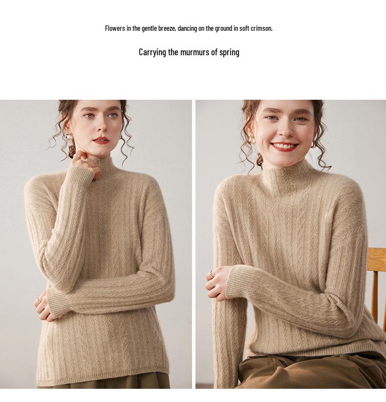 Women's Cable Knit Cashmere Sweater: Loose, Versatile, and Casual, Perfect for Autumn and Winter