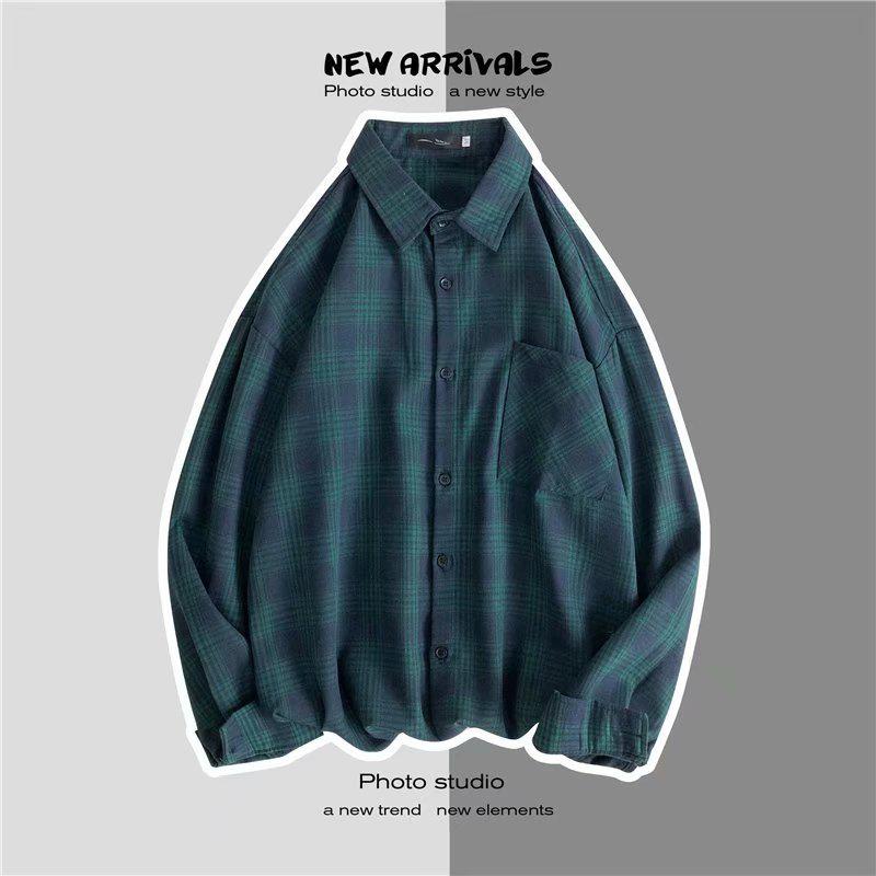 

Рубашка оверсайз в клетку в стиле рабочей одежды - Модная с длинным рукавом, Повседневный ретро-стиль, Универсальная осенне-зимняя верхняя одежда для пар XXL