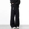 Splicing multi-pocket tooling casual pants men's versatile casual simple and comfortable loose wide-leg straight solid-color trousers