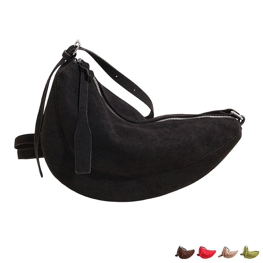 Einfache Wildleder Crossbody Tasche Reißverschluss Weiche Umhängetasche Pendeltasche Pendeln