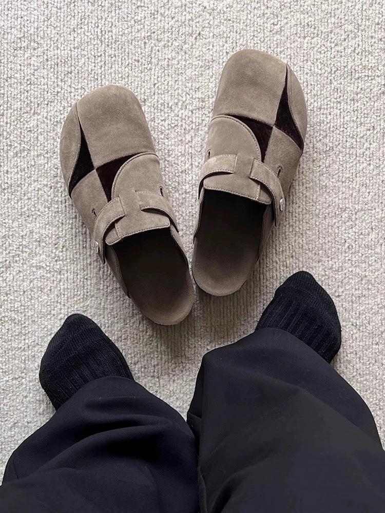 Leather Korean Version Niche Thick-soled Birkenstocks Bag Head Half Slippers Women's Outer Wear 2025 New Spring and Summer Versatile Sandals