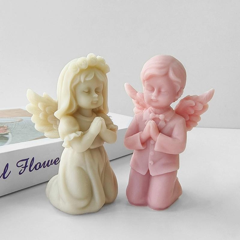 3D Prayer Angel Silicone Mold DIY Epoxy Resin Mold Plaster Cake Chocolate Mould Kitchen Baking Tool Decoration Crafts