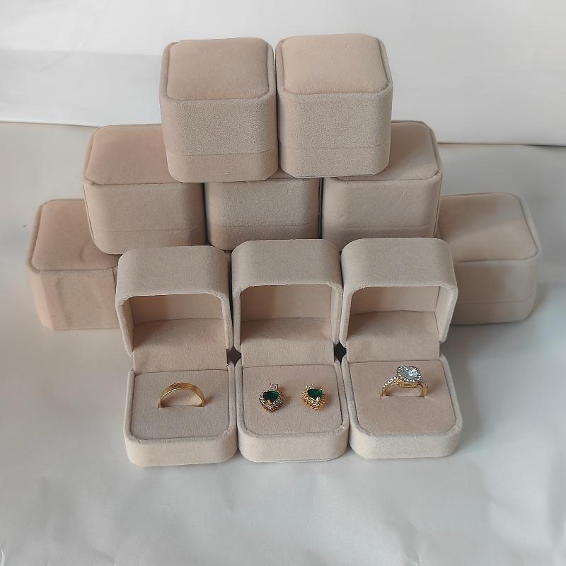 12pc Apricot Velvet Jewelry Ring Box Non-Stick Dust Jewelry Case Wedding Valentine's Day Christmas Earring Pendant Packaging Box
