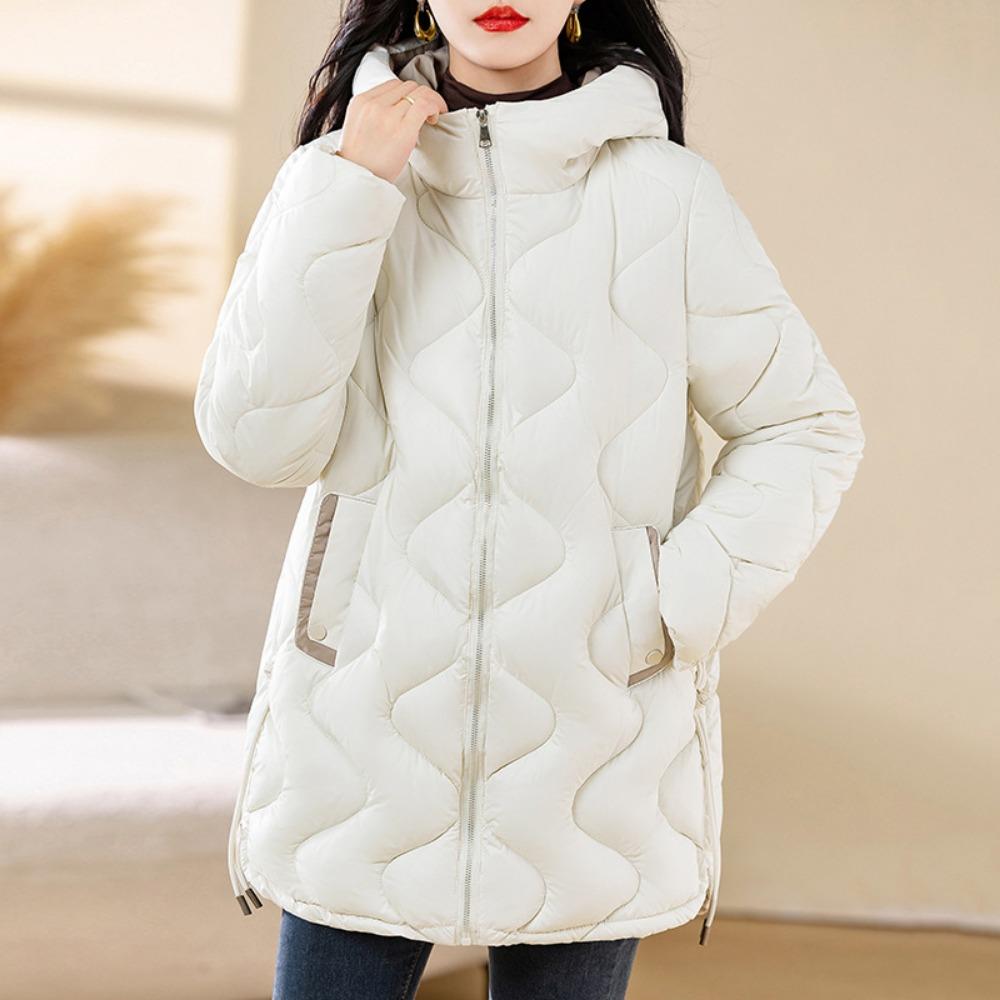 Winter clothing medium and long hooded and thin rhombus down cotton clothes women's college style warm fashion thickened coat tide