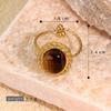 18K Gold-Plated Stainless Steel Open Adjustable Retro Natural Stone Ring