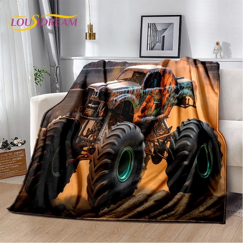 Monster Truck 3D Monster Jam Cartoon Soft Blankets,Keep Warm Throw Blanket Comfortable Blanket for Picnic Beds Sofa Home Bedroom