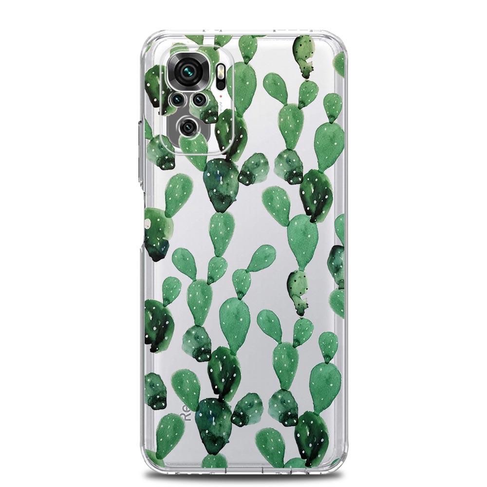 Cute Green Cactus Botany New Square Clear Phone Case For Xiaomi Redmi Note 12 11 9S 9 8 10 Pro+ 7 8T 9C 9A 8A K40 Gaming Cover