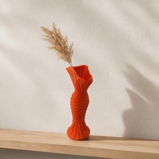Mermaid Dress Vase Evening Vase, Elegant 3D Printed Lightweight Plastic Decorative for Home Table Shelf Decor