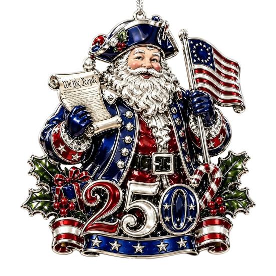 Patriotic Christmas Tree Snowflake Ornaments 250 Anniversary USA Ornament, United States 1776-2026 250th National Day Festive Keepsake, Acrylic