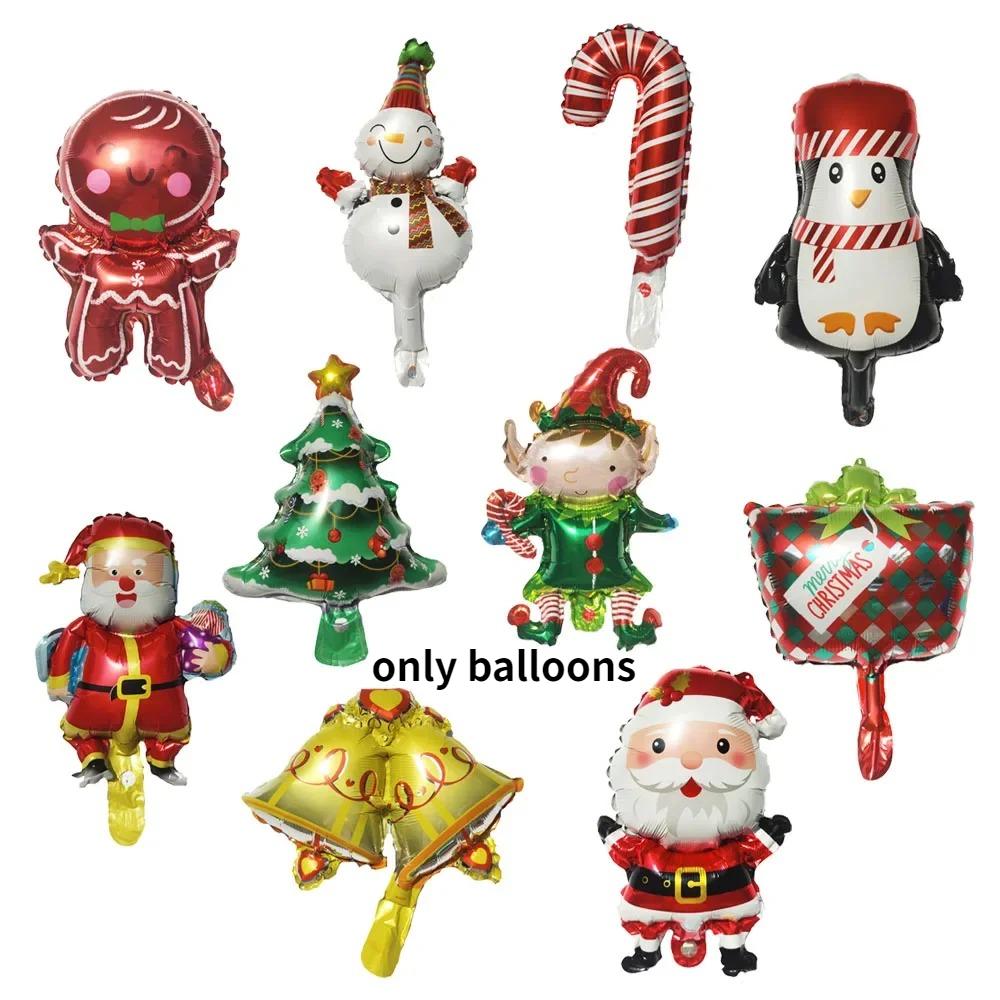 

10/30/50pcs Christmas Foil Balloons Mini Santa Balloon Crutch Merry Christmas Tree Snowman Balloons Xmas Party Decor Supplies 10pcs&Mini Size