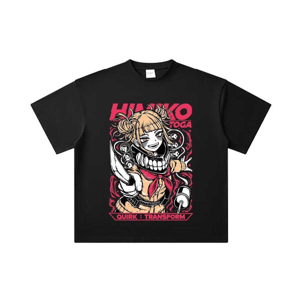 260 GSM Double Yarn 32 Count 100% Cotton My Hero Academia V12 Toga Print Unisex Heavy Cotton T Shirt