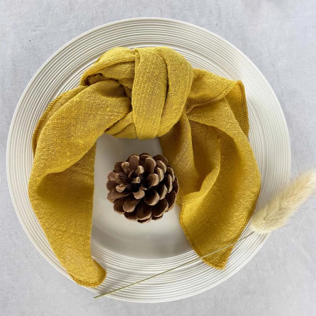 10PCS Decoration Mariage Gauze Crepe Cloth Napkins Pure Cotton Fabric Wedding Decor Everyday Use Dinner Tea Towel Table Village