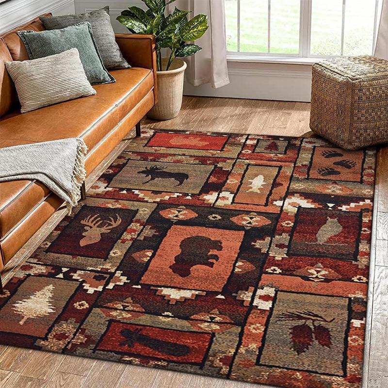 Classic Retro American Beast Carpet Living Room Decoration Mat Anti Slip and Wear Resistant Easy To Clean Style Rug Creativity