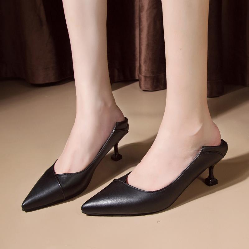 Fashion 2025 Platform Heels Women's High-Heeled Shoes All-Match Pointed Pumps Sexy Sandals Footwear Slip On Latest Lace-Up Beige Casual