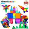 PicassoTiles 60-Piece Set of Magnetic Building Tiles, Clear Magnetic 3D Building Blocks for Construction Playboards - Unbelievable Creativity,