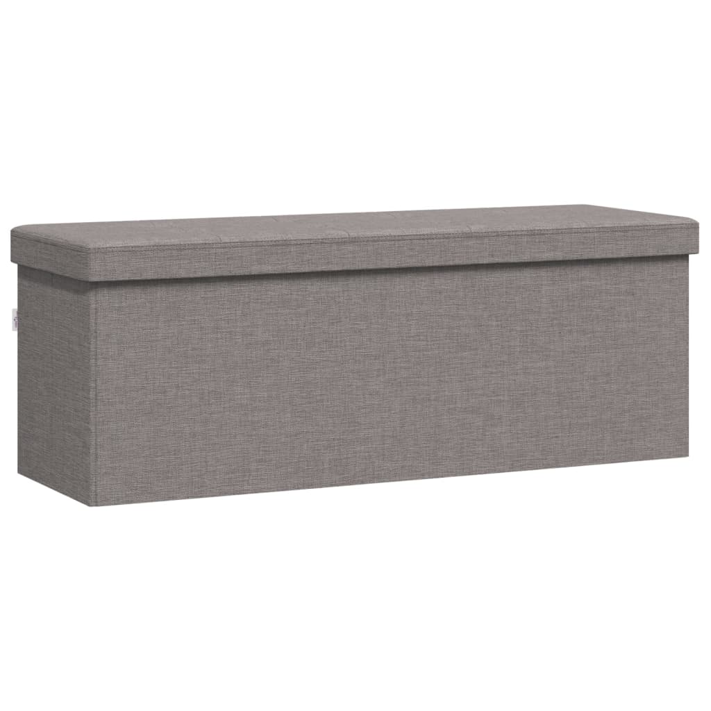 Folding Storage Bench in Light Grey Linen Look