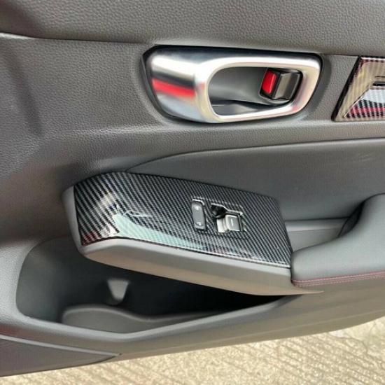 Carbon Fiber Interior Door Window Switch Panel Cover For -2025 Honda Civic