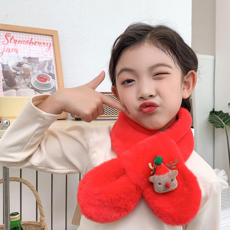 Children's Cute Cartoon Plush Neck Gaiter - Imitation Rabbit Fur, Warm and Versatile for Autumn and Winter