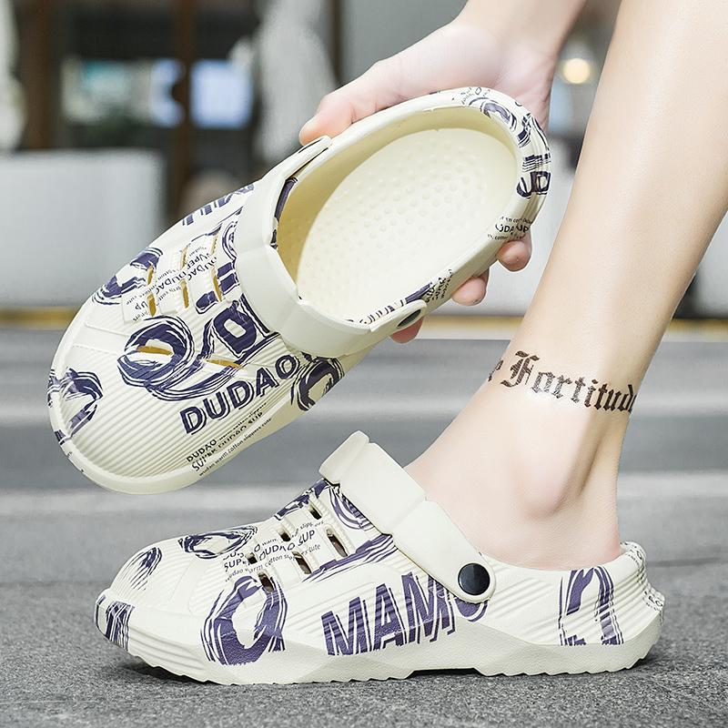 Trendy Fashion Hole Shoes Men's Summer Thick-soled Soft Elastic Slippers Comfortable Outdoor Sports Non-slip Casual Slippers